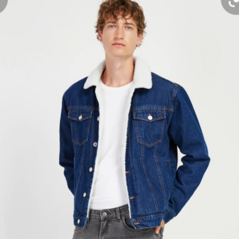 Vtg OSCAR JEANS Denim Sherpa Jacket Size M